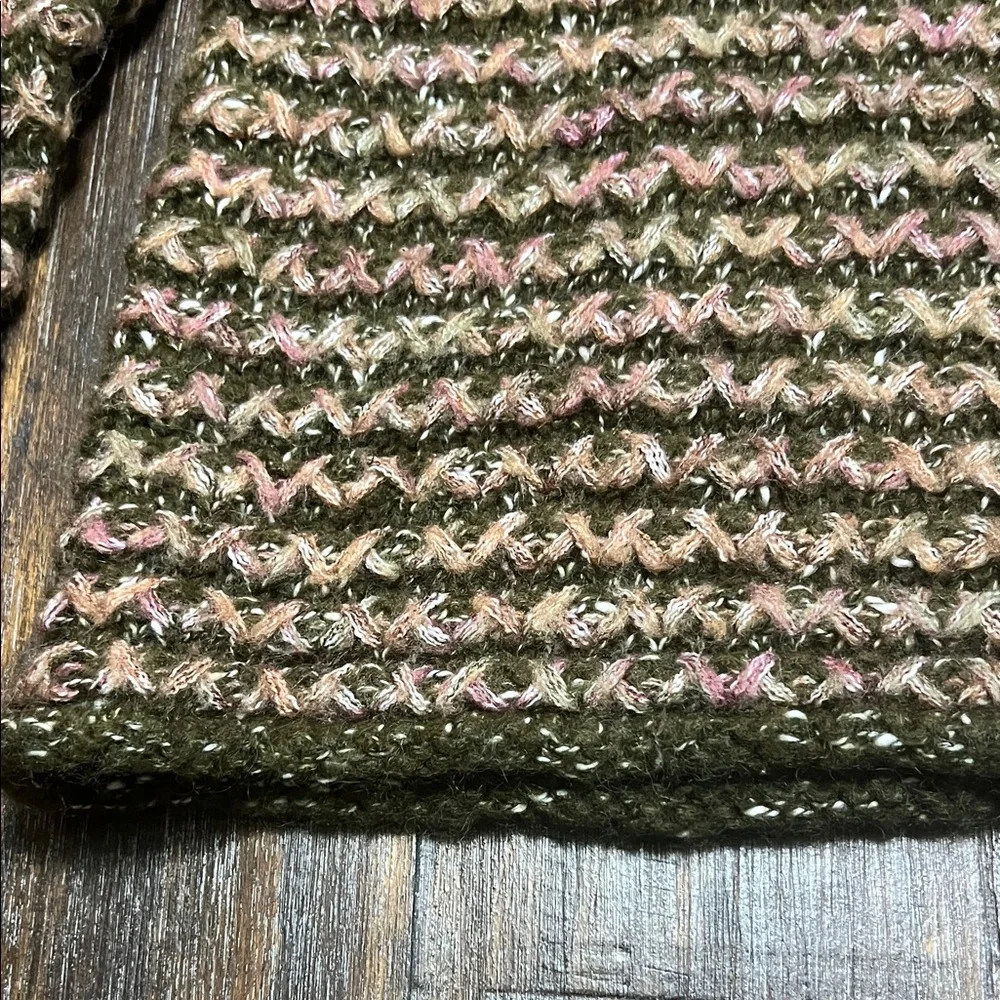 Olive and Pink Knit Women's Sweater